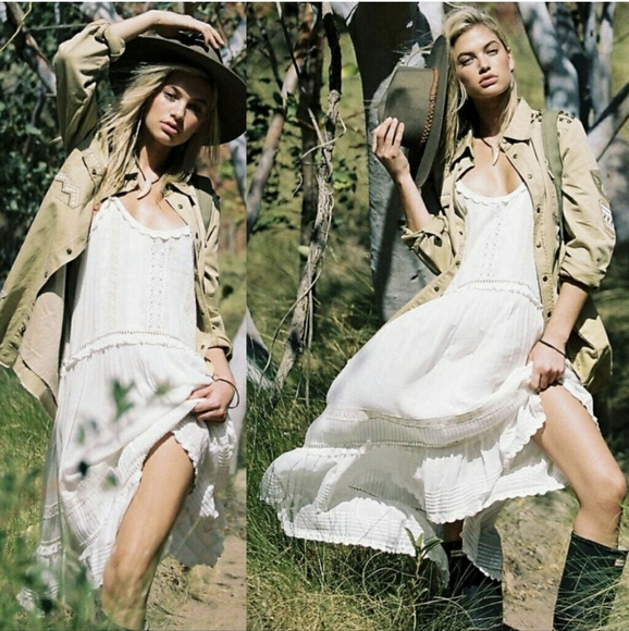 Spell Hanging Rock Lace Strappy Midi Dress XS